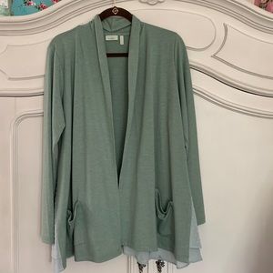 Never worn LOGO chiffon trimmed cardigan